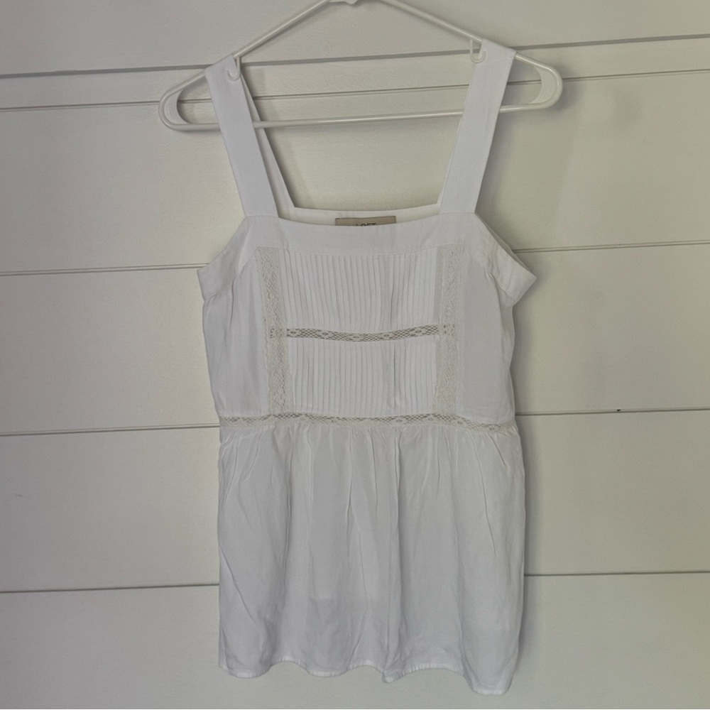 LOFT White Lace Trim Tank Top, Women’s XS - Picture 2 of 5